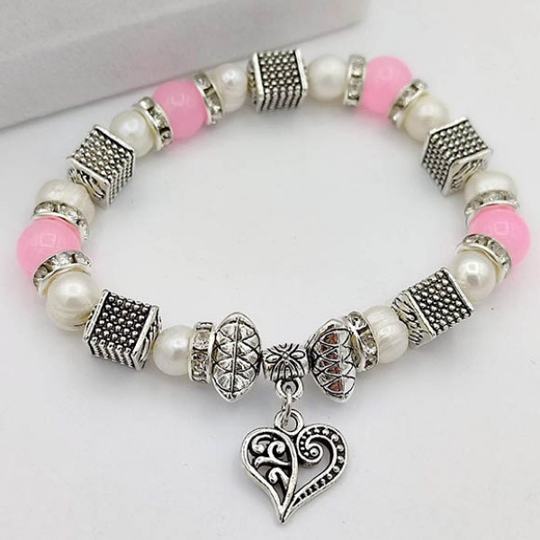Браслет посеребренный c жемчугом BRAS-476-rose