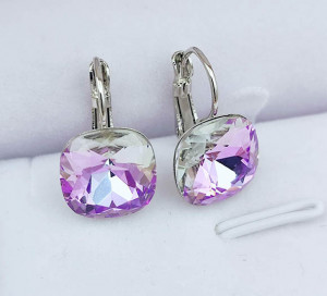 Серьги родированные с кристаллами Swarovski E-3269
