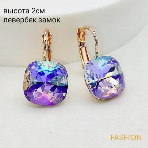 Серьги позолоченные с кристаллами Сваровски E-3697