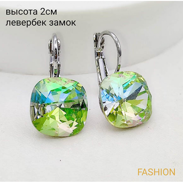 Серьги родированные с кристаллами Swarovski E-3745