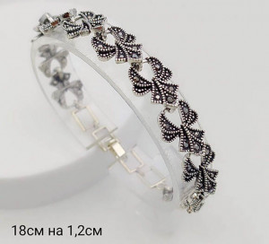 Браслет посеребренный с марказитами BRAS-717-17.5cm-18.5cm