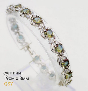 Браслет посеребренный с султанитами BRAS-736-s-sultan-19cm