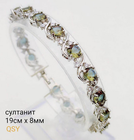 Браслет посеребренный с султанитами BRAS-736-s-sultan-19cm