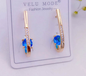 Серьги с цветными  фианитами E-4846