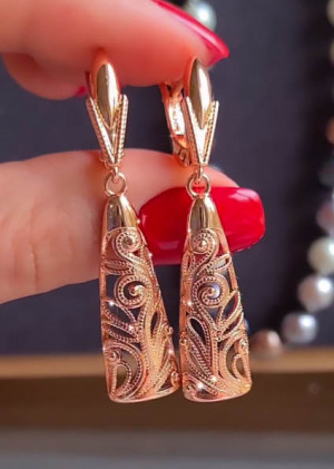 Серьги ажурные позолоченные E-1044