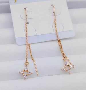 Серьги-протяжки фианитовые с позолотой E-5025