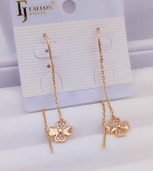 Серьги-протяжки позолоченные с фианитами E-5026