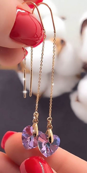 Серьги-протяжки позолоченные с  кристаллами Swarovski E-5034