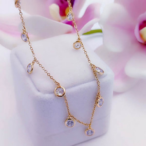 Колье позолоченное с фианитами Neck-0035
