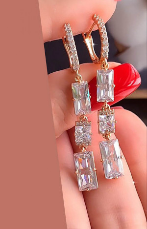Серьги позолоченные фианитовые E-5087