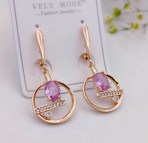 Серьги позолоченные фианитовые E-5146