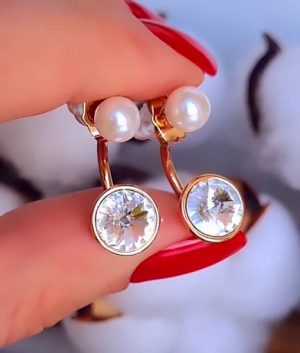 Серьги с кристаллами Swarovski и жемчугом E-5185