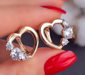 Серьги фианитовые с позолотой E-5207
