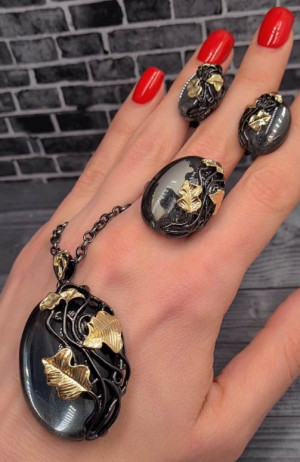 Набор бижутерии с комбинированным покрытием ERP-0048-black