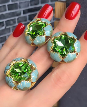 Комплект цветной бижутерии с фианитами и эмалью ER-1008