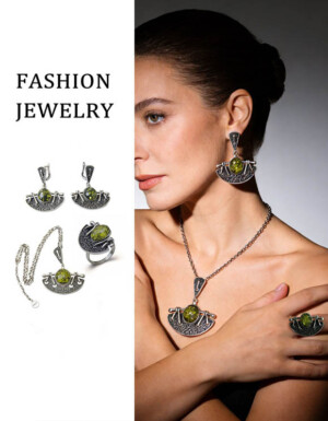 Набор стильных украшений с цветными вставками ERP-0057