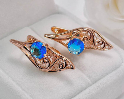 Серьги ажурные с фианитами E-5659