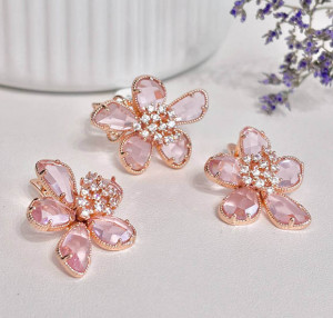 Комплект позолоченной бижутерии с фианитами ER-836-g-rose