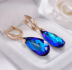Серьги позолоченные цветные E-5853