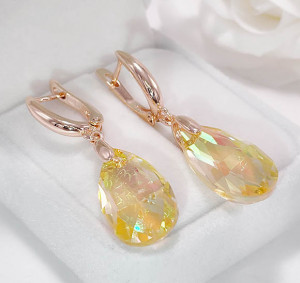 Серьги позолоченные с имитацией кристаллов Swarovski E-5879