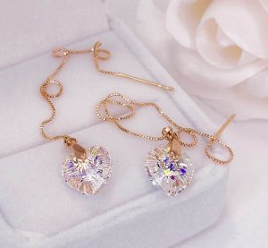 Серьги-протяжки позолоченные с кристаллами Swarovski E-5941