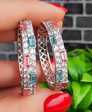 Серьги родированные с  кристаллами Swarovski E-6070