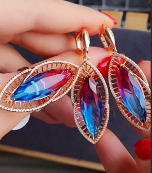 Набор позолоченных украшений с фианитами ER-1080-g-redblue