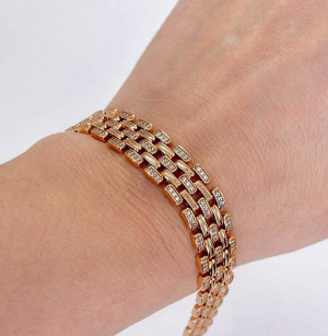 Браслет позолоченный с фианитами BRAS-1073-18.5cm-12mm