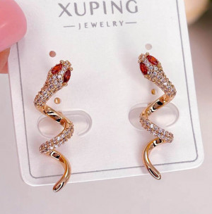 Серьги позолоченные фианитовые E-6179