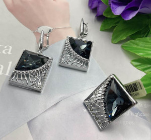 Набор стильных украшений с фианитами ER-1126-s-black