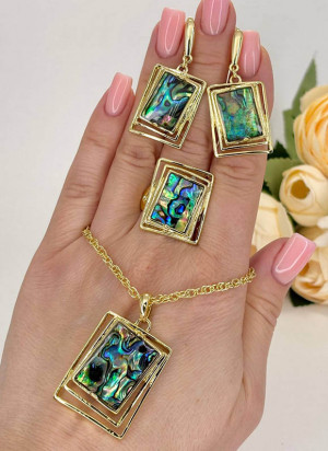 Комплект стильных украшений с гелиотисом ERP-0079-g-gel