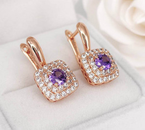 Серьги фианитовые с позолотой E-6330
