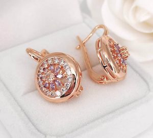 Серьги фианитовые с позолотой E-6335