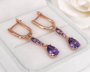 Серьги с цветными фианитами E-6339