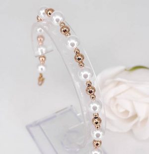 Браслет позолоченный с жемчугом BRAS-1095-g-18cm-20.5cm-8mm