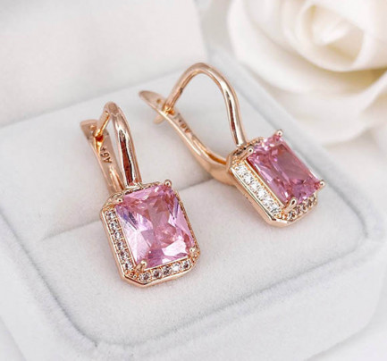 Серьги с цветными фианитами E-6389