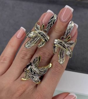 Комплект стильной бижутерии ER-1143-sg