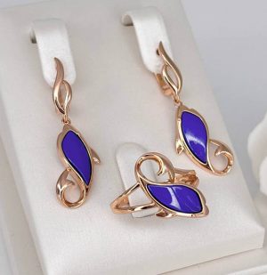 Набор бижутерии с цветной керамикой CKR-164-g-dblue