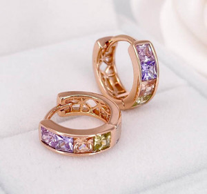 Серьги фианитовые с позолотой E-6435