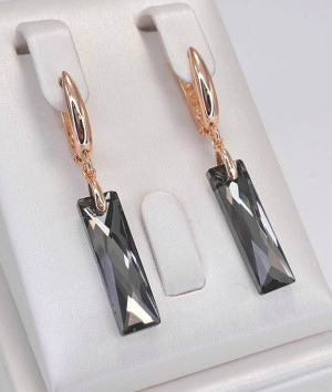 Серьги стильные с кристаллами Swarovski E-6467-g-black