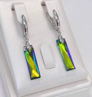 Серьги родированные с кристаллами Swarovski E-6467-s-grenyel