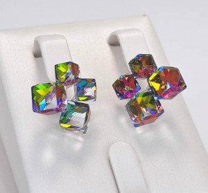 Серьги с разноцветными кристаллами Swarovski E-6469-s-mistik