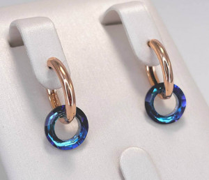 Серьги-трансформеры с кристаллами Swarovski E-6472-g-blue