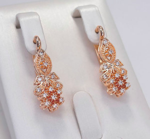 Серьги фианитовые с позолотой E-6512
