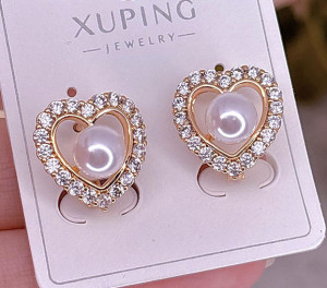 Серьги позолоченные с жемчугом E-6516