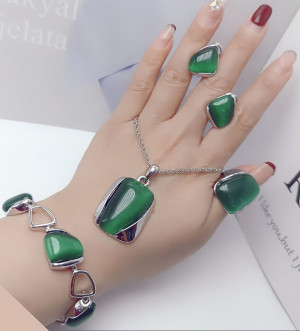 Комплект стильных украшений ERPB-0002-s-green