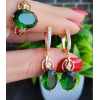 Комплект цветных фианитовых украшений с позолотой ER-958-g-green — изображение 2