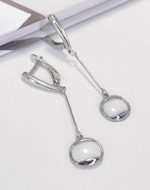 Серьги стильные с керамикой E-6532-s-white