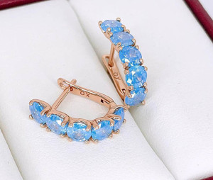 Серьги цветные фианитовые E-6573
