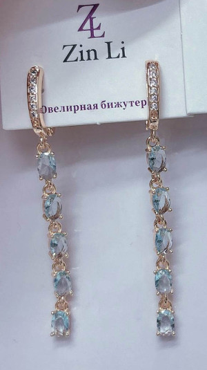 Серьги с цветными фианитами E-6584
